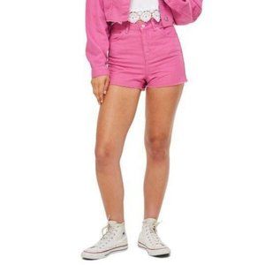 TOPSHOP DENIM MOM SHORTS HIGH WAISTED SIZE 8 PINK #011